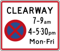 clearway sign - two time periods