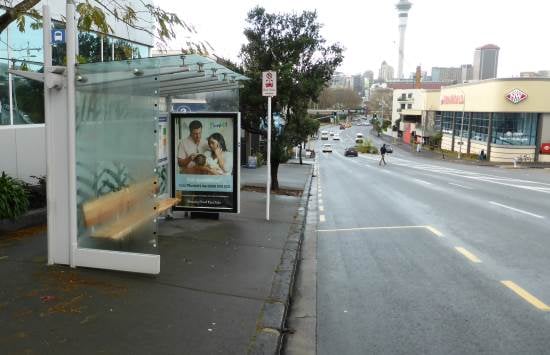 Bus stop on College Hill Auckland