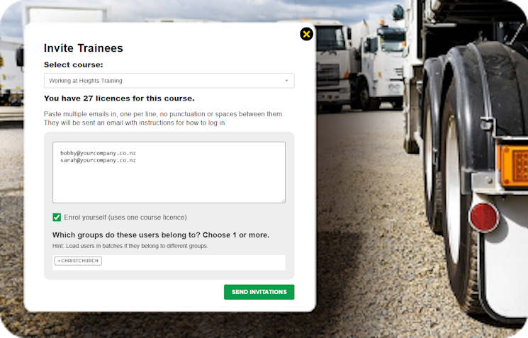Invite trainee interface preview