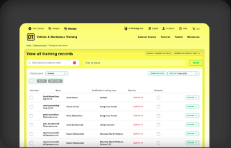 Training records table preview