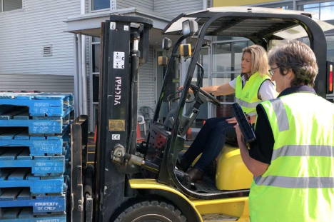Learn to drive a forklift on the road or in a warehouse