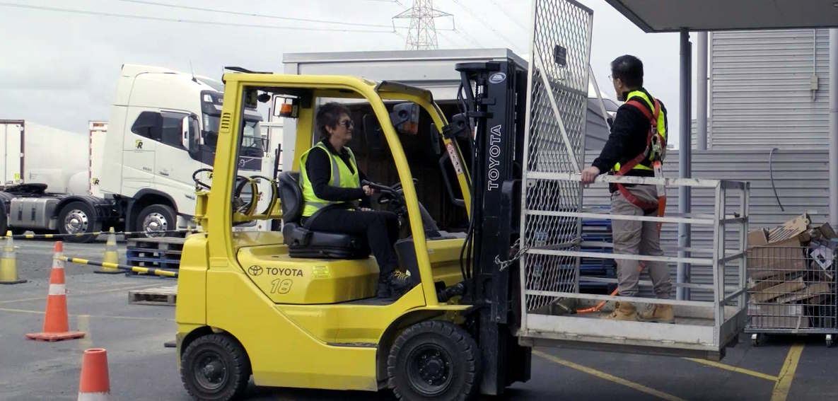 Learn how to safely use a forklift mancage or personnel safety platform