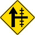 Railway crossing on minor road to the right