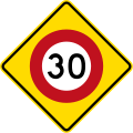120px-New_Zealand_Permanent_Warning_-_Speed_Limit_Ahead_(30_kmh).svg