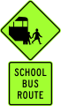 School bus route road sign