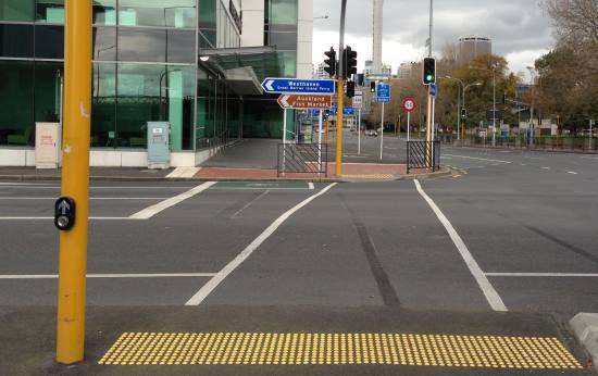 pedestrian crossing with pavement markers