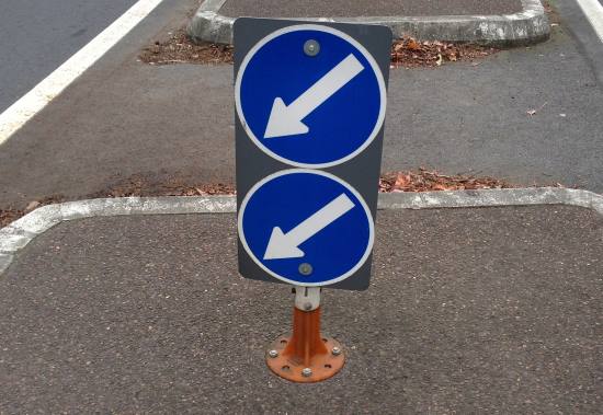 keep left signs on pedestrian refuge
