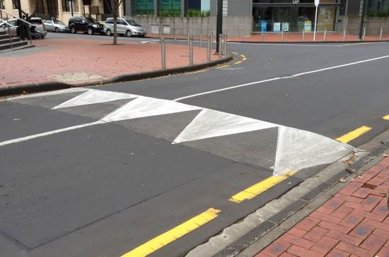 yellow lines around an intersection