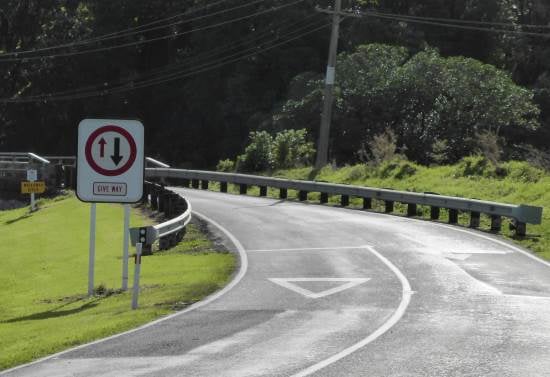 one-way bridge at Waikawau River, Coromandel