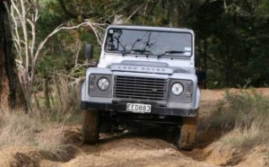 land rover defender on farm