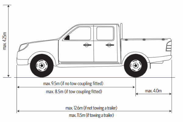 towing vehicle dimensions