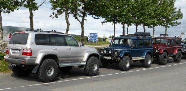 super jeeps at Geysir