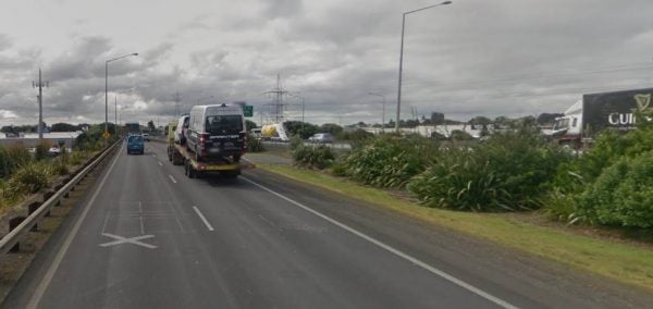 The two-lane on-ramp at Mount Wellington is long to give trucks a chance to get up-to-speed