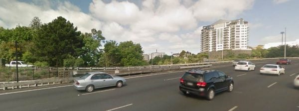 The visible portion of the Symonds Street on-ramp is from the white ute to the right-hand side of the image - not very much for other drivers who are in the left-hand lane. 