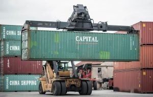 reach stacker at a port