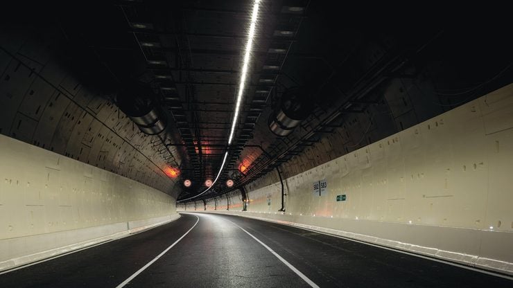 View down Waterview Tunnel, no cars
